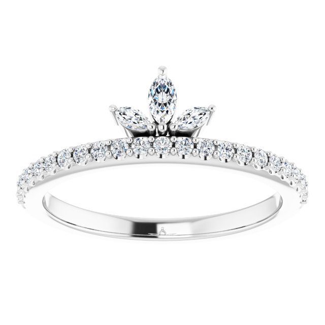 14K White 1/3 CTW Natural Diamond Stackable Crown Ring   